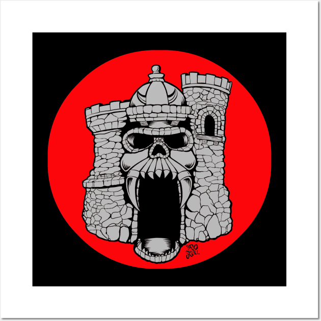 Broskull Logo V.2 Grey Castle with Red Sun Small Name Wall Art by CastleBroskull